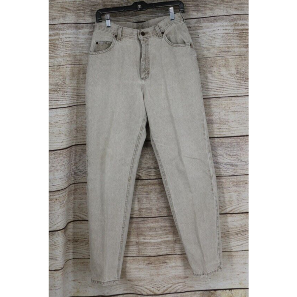 VINTAGE Lee Original Womens Size 12 M High Rise Straight Leg Denim Jeans Beige